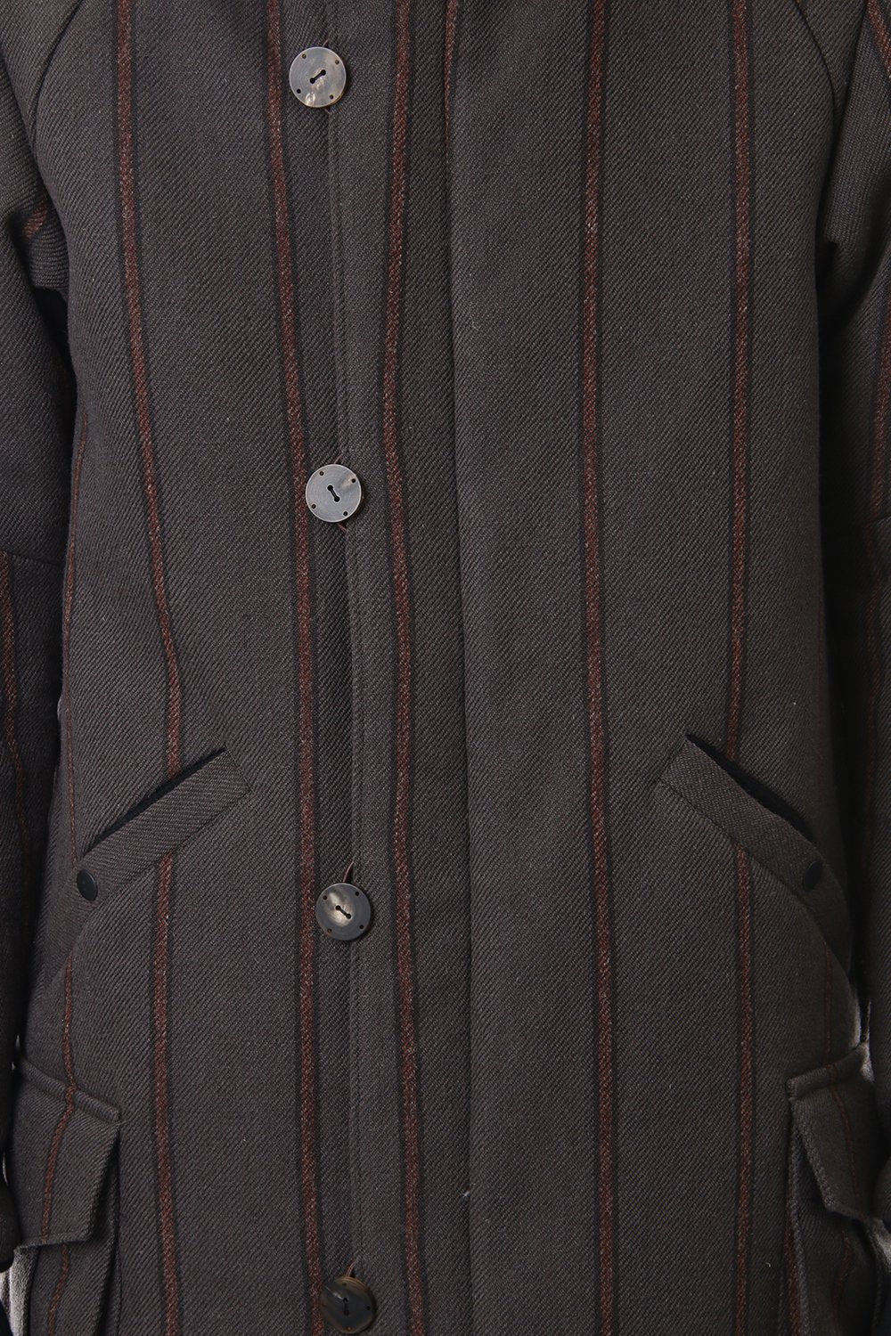 Shetland Wool Linen Stripe Batting Hood Coat Gray