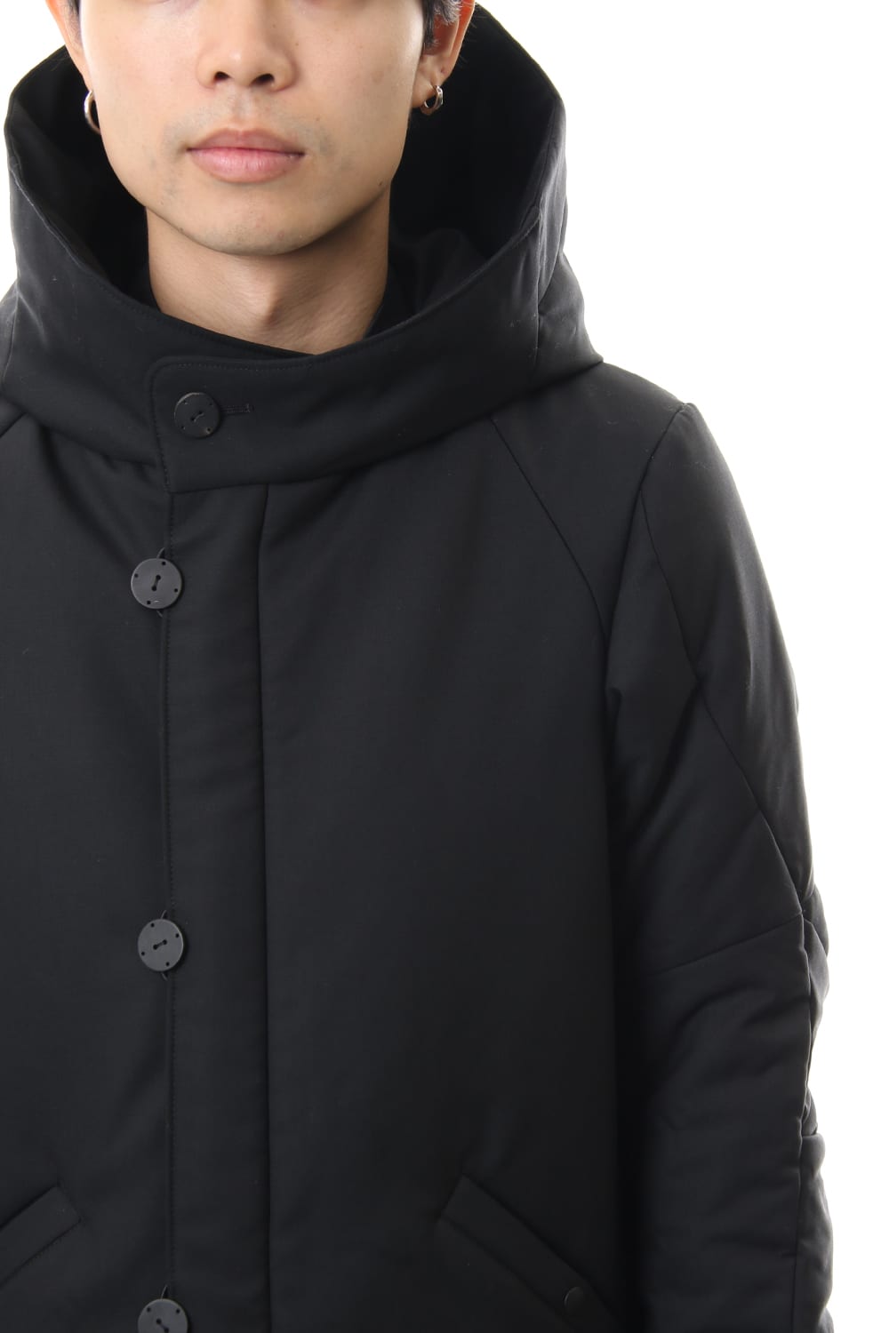 Wool Super 120's Batting Hood Coat