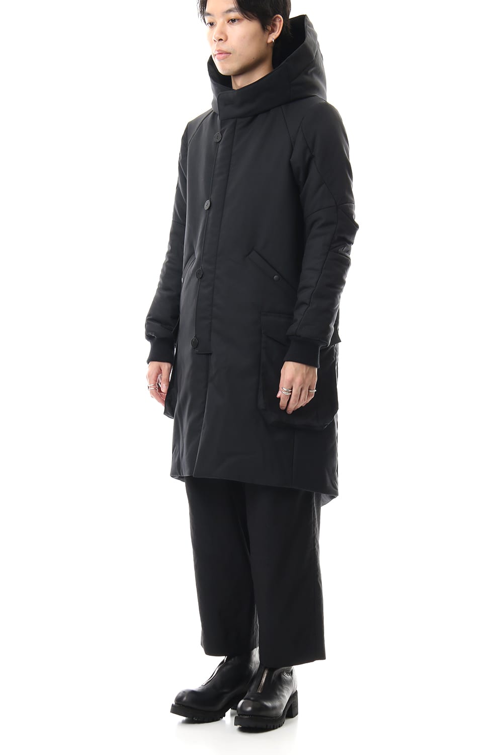 Wool Super 120's Batting Hood Coat