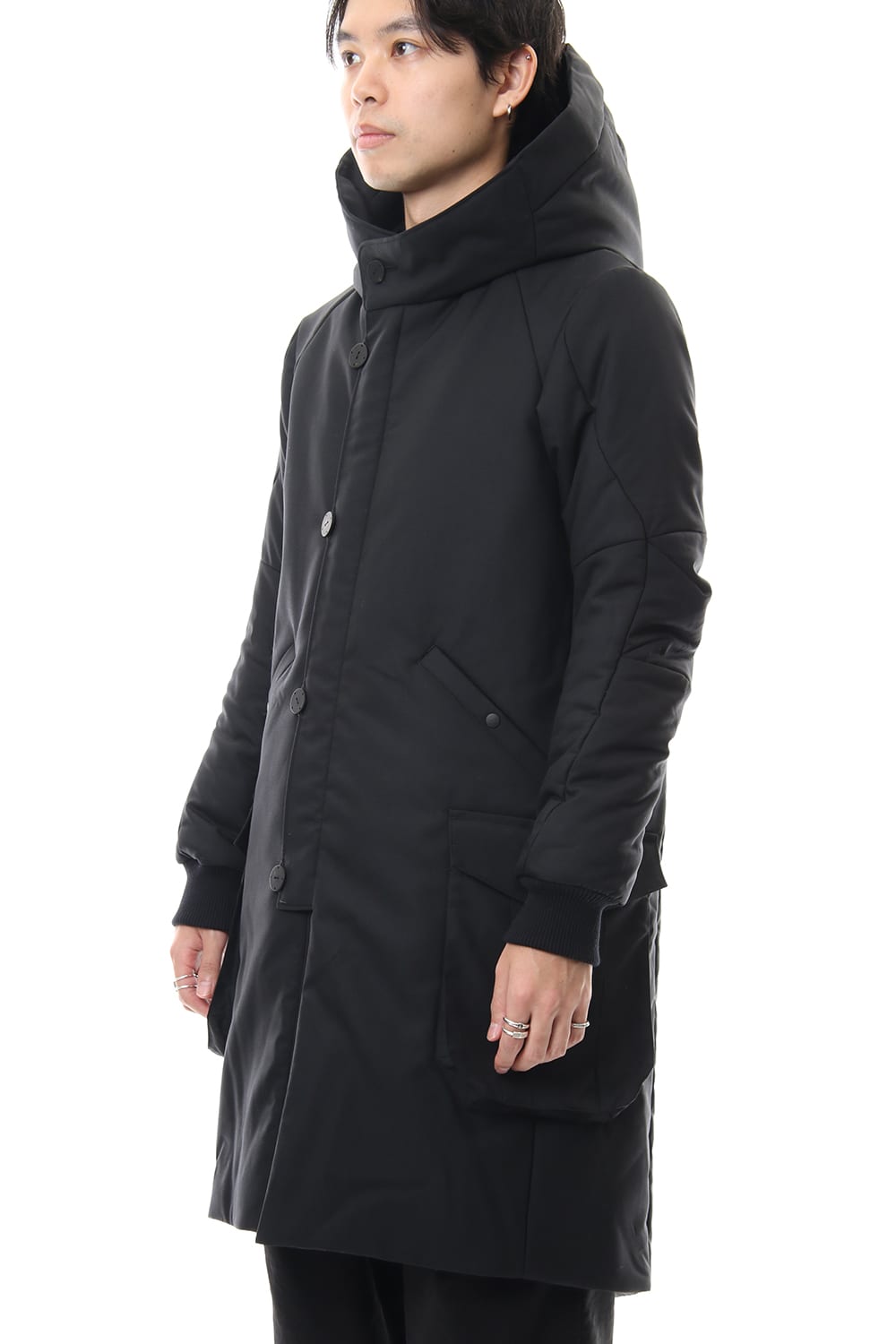 Wool Super 120's Batting Hood Coat