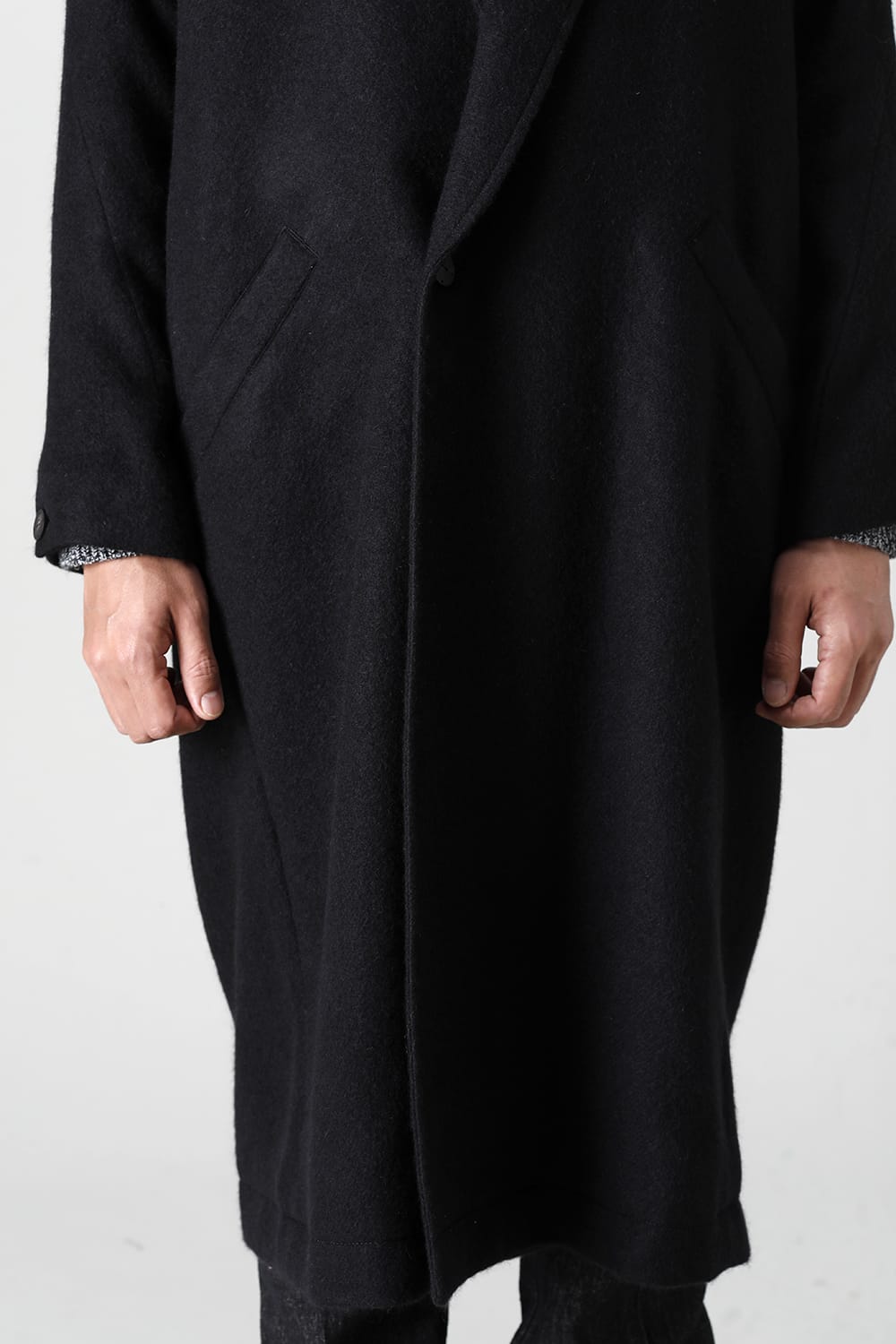 Shawl collar coat brushed cashgora