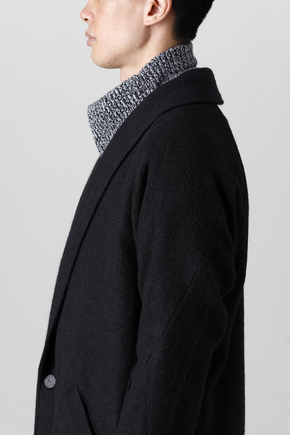 Shawl collar coat brushed cashgora