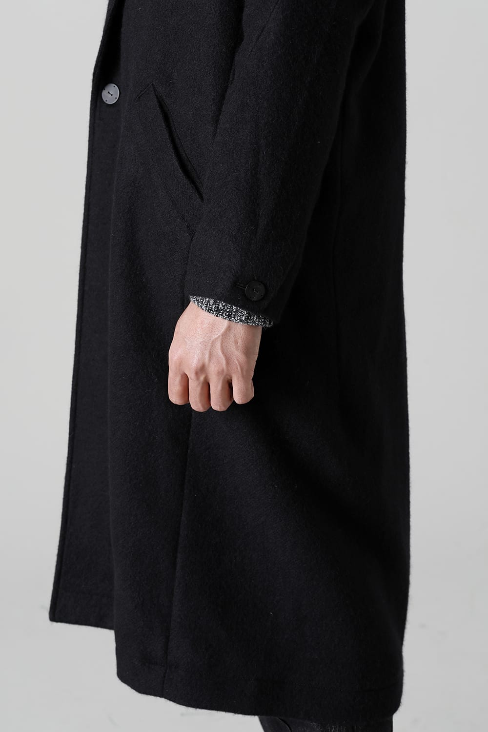 Shawl collar coat brushed cashgora