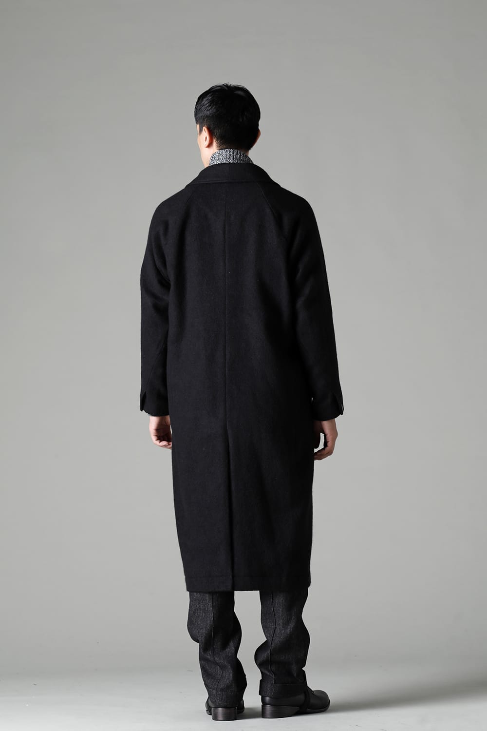 Shawl collar coat brushed cashgora