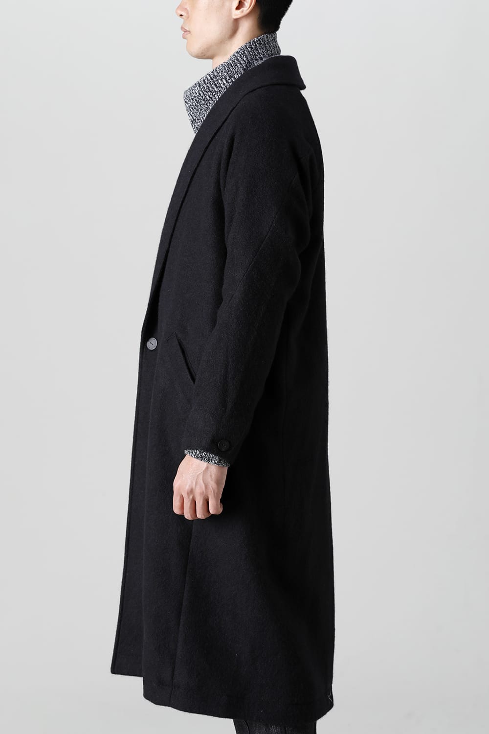 Shawl collar coat brushed cashgora