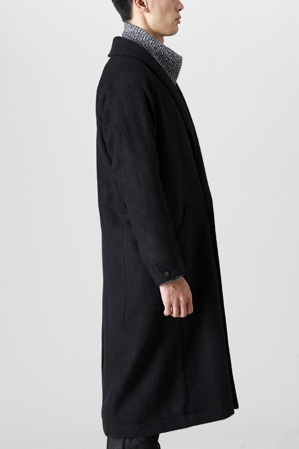 Shawl collar coat brushed cashgora