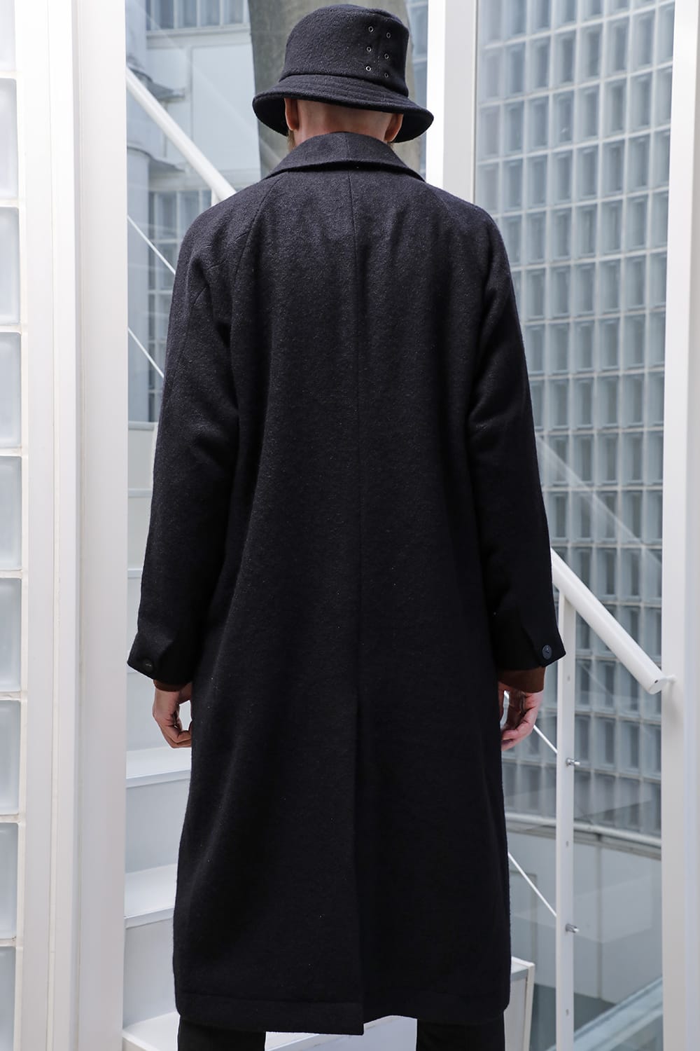 Shawl collar coat brushed cashgora