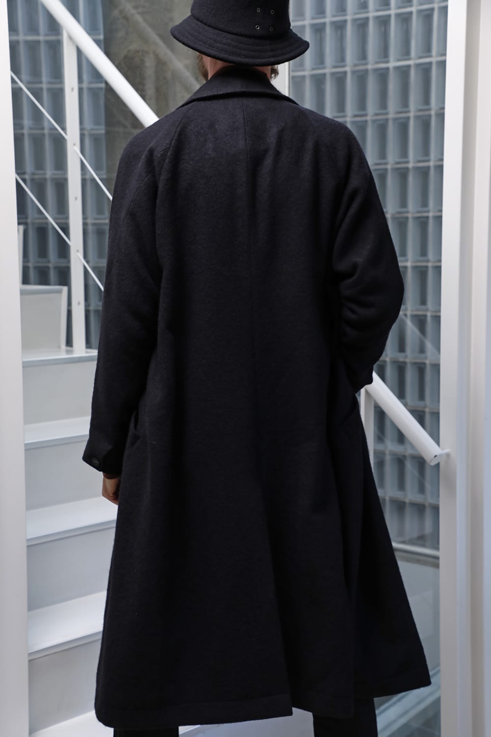 Shawl collar coat brushed cashgora