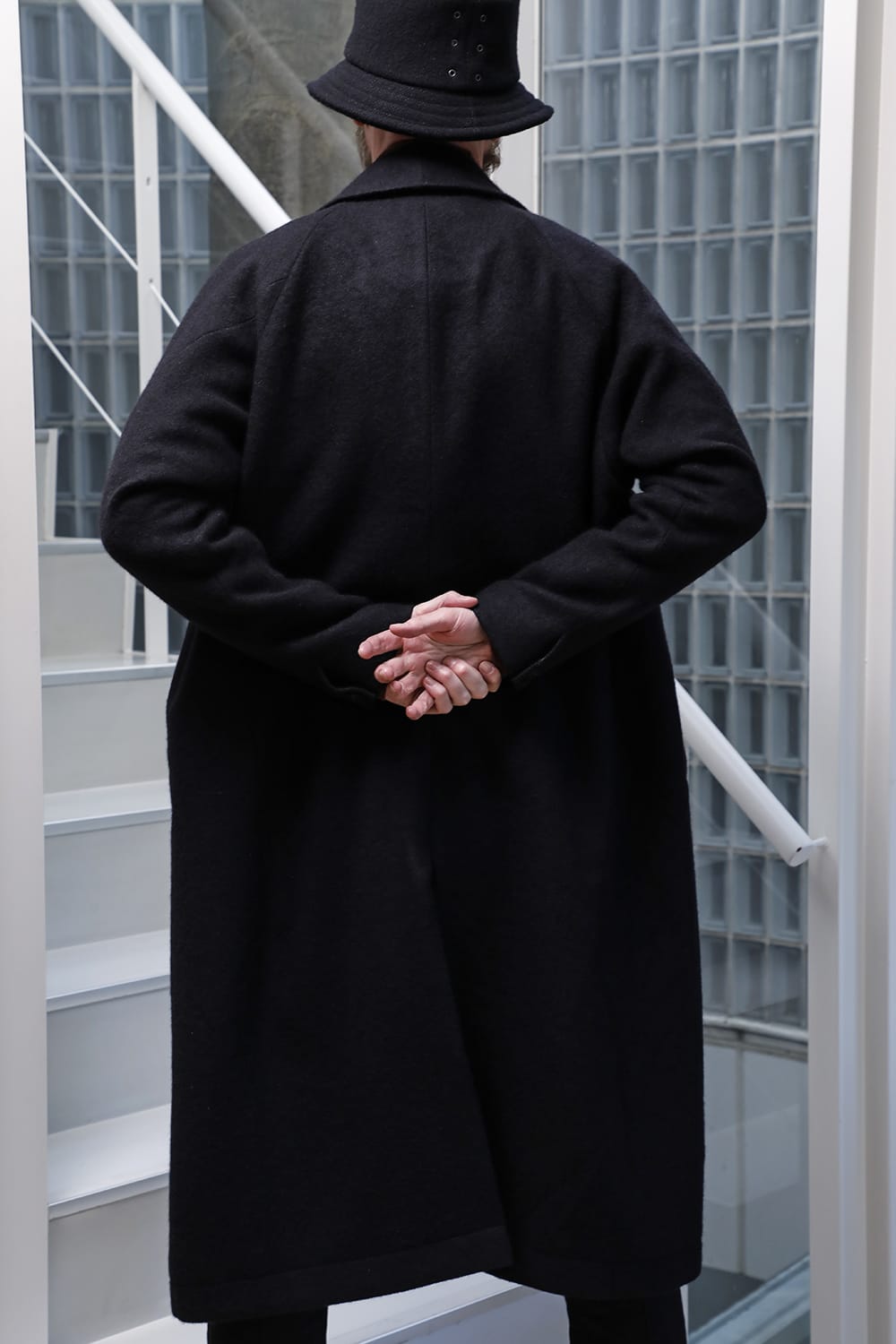 Shawl collar coat brushed cashgora