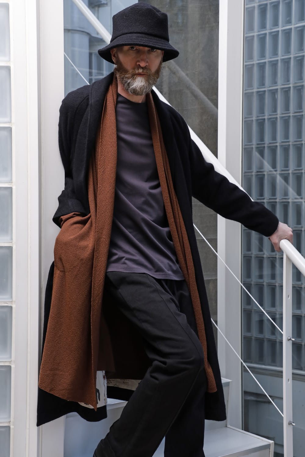 Shawl collar coat brushed cashgora