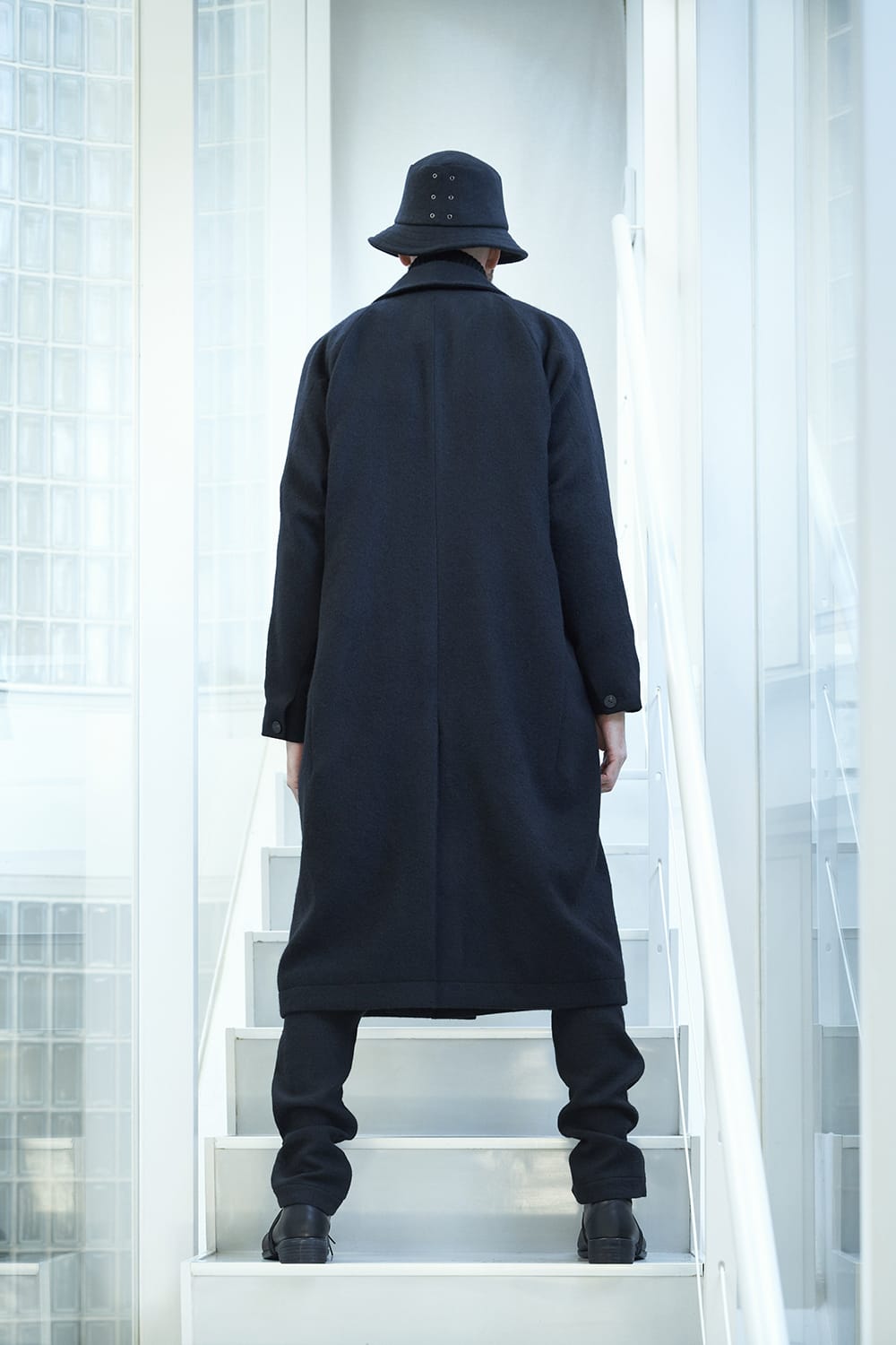 Shawl collar coat brushed cashgora