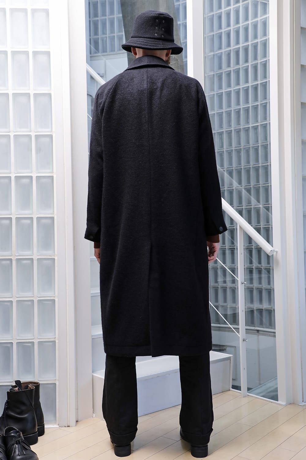 Shawl collar coat brushed cashgora