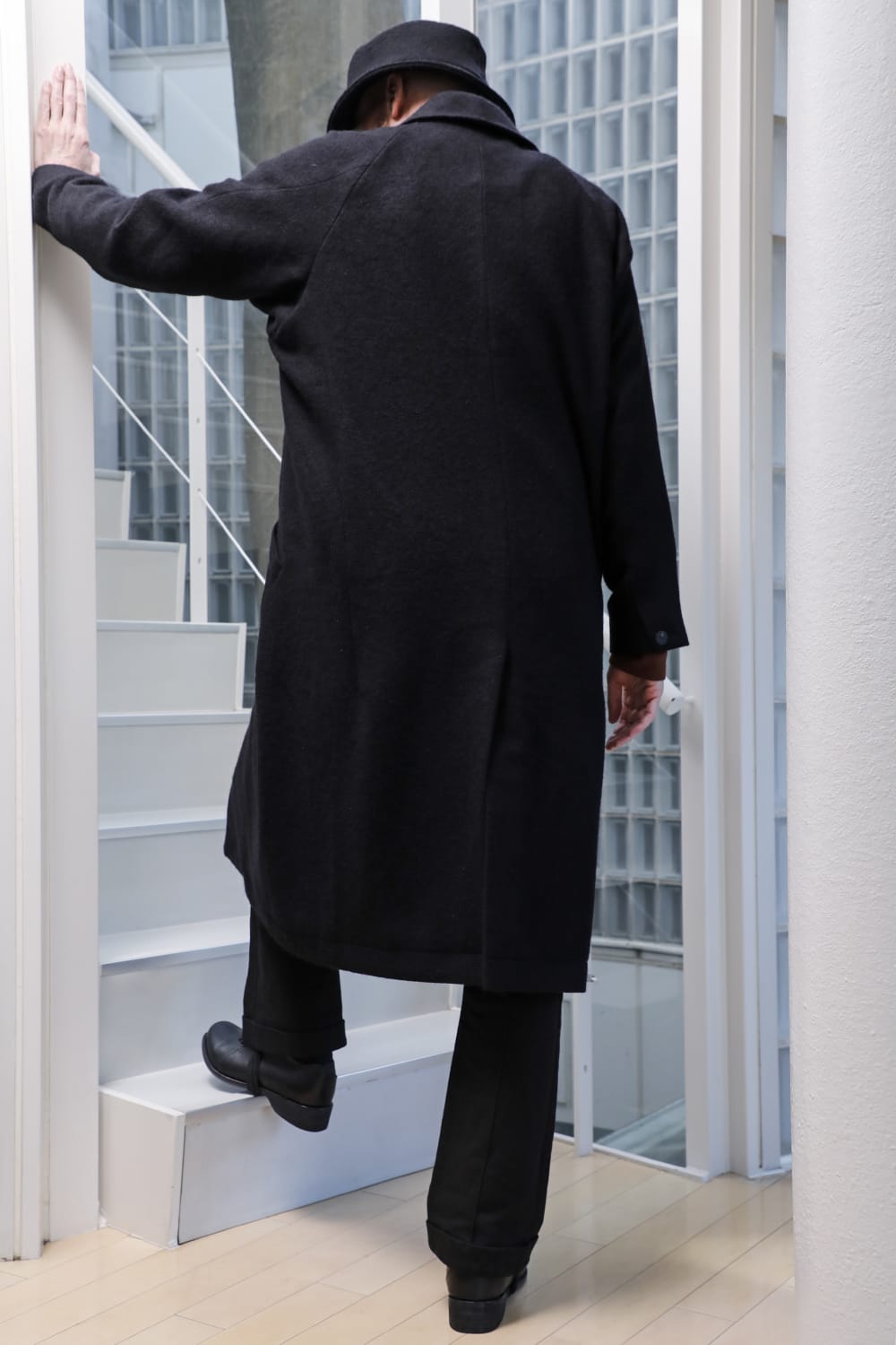 Shawl collar coat brushed cashgora