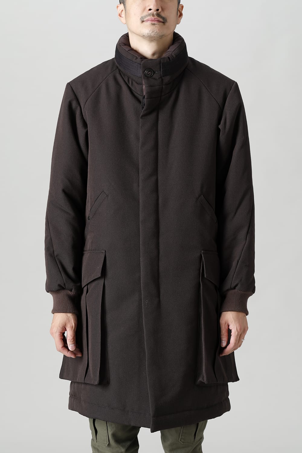Padded Coat Structure Wool Gabardine