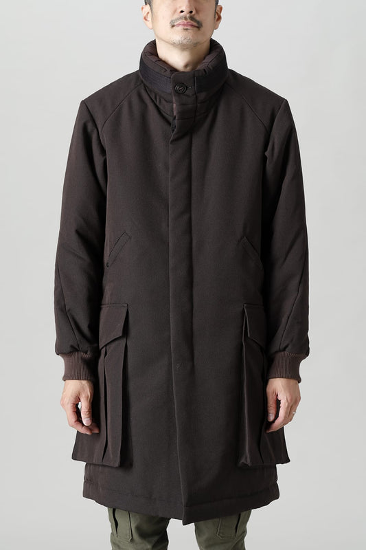 Padded Coat Structure Wool Gabardine