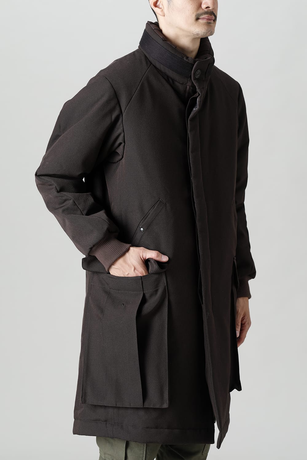 Padded Coat Structure Wool Gabardine