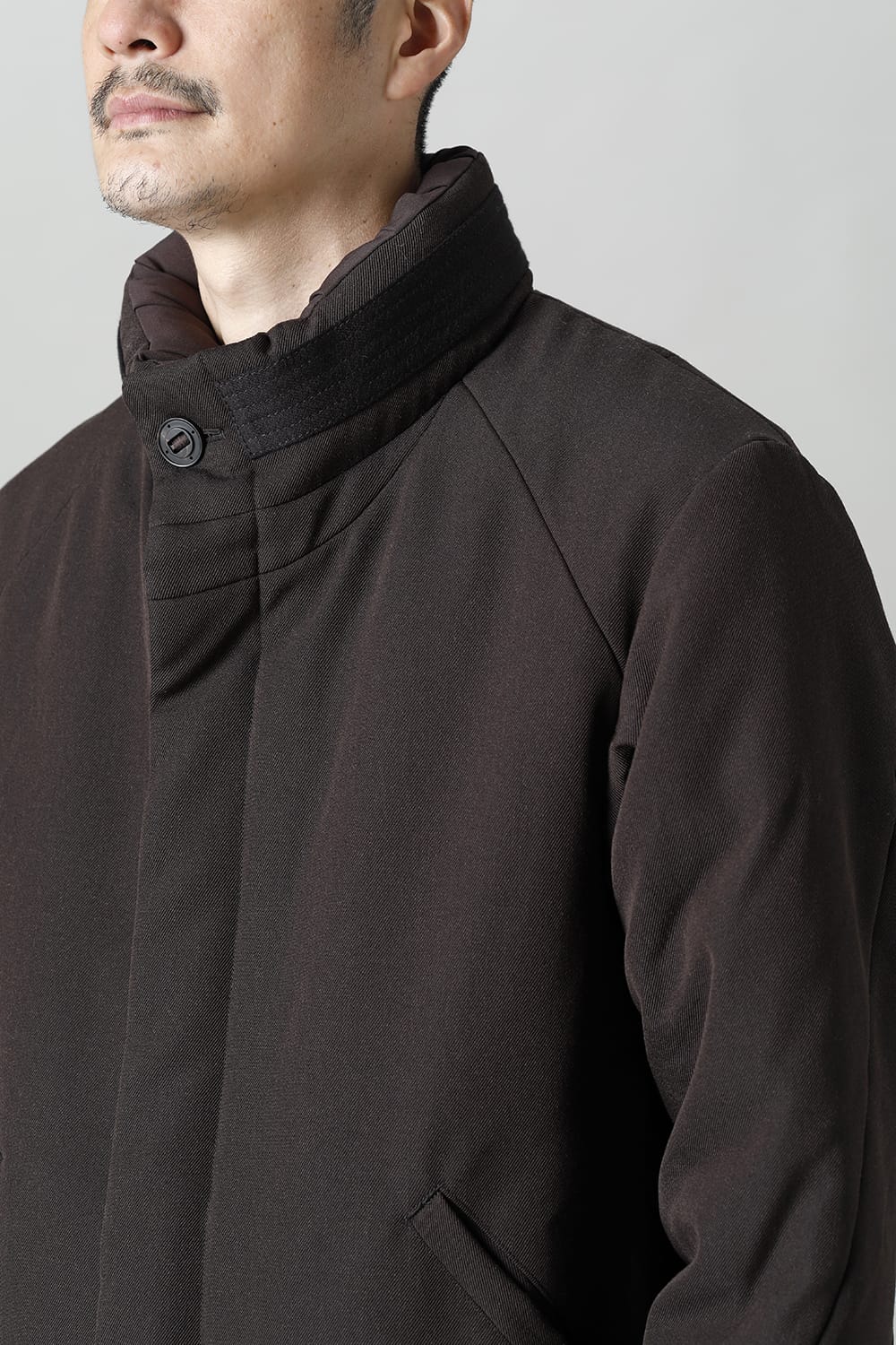 Padded Coat Structure Wool Gabardine