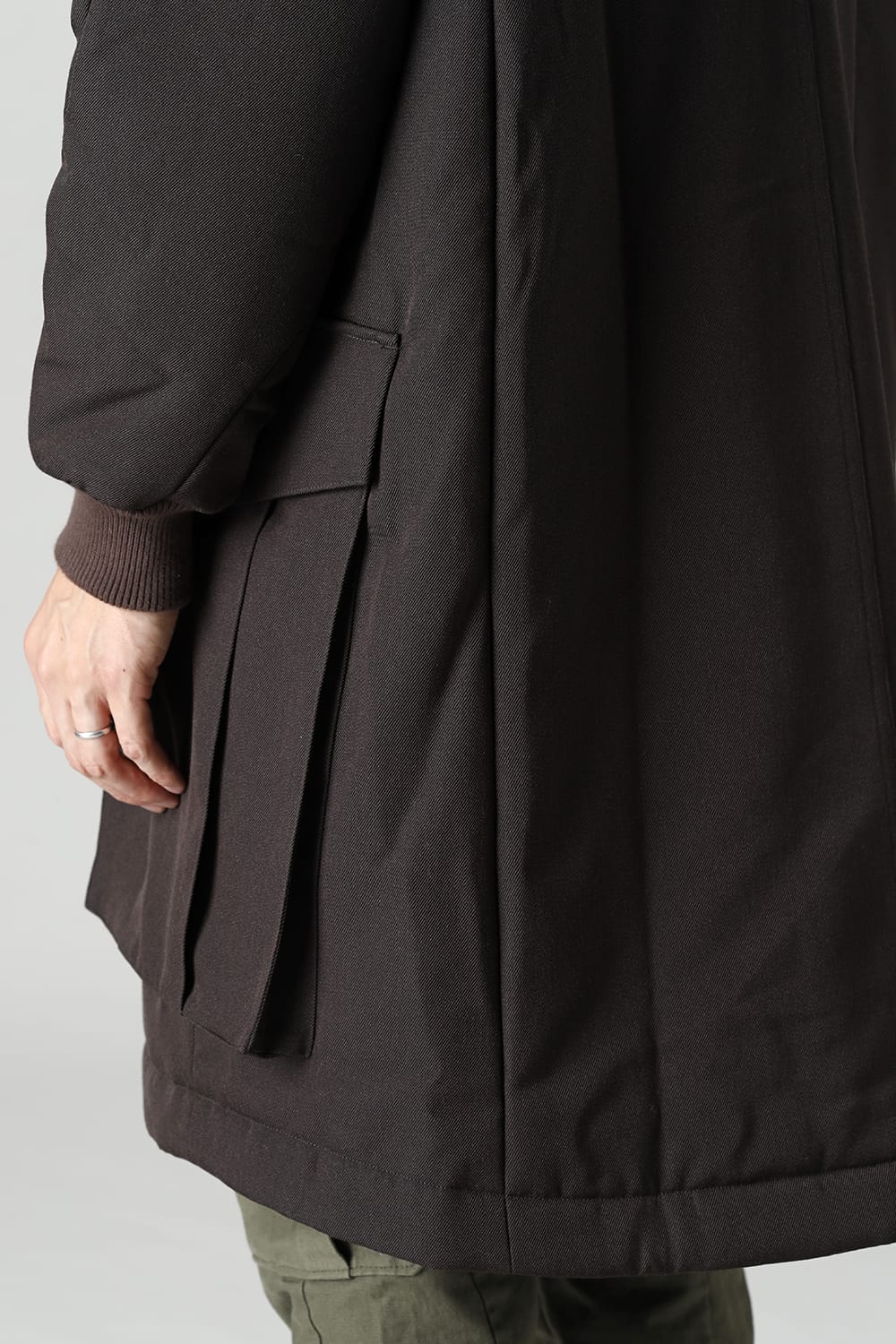 Padded Coat Structure Wool Gabardine