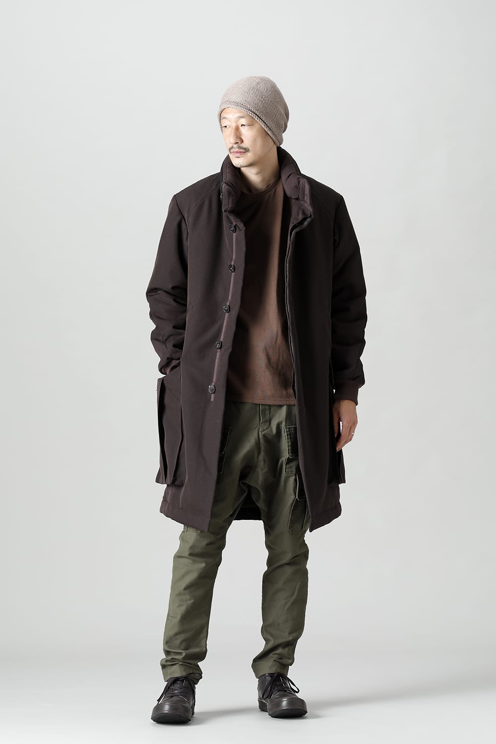 Padded Coat Structure Wool Gabardine