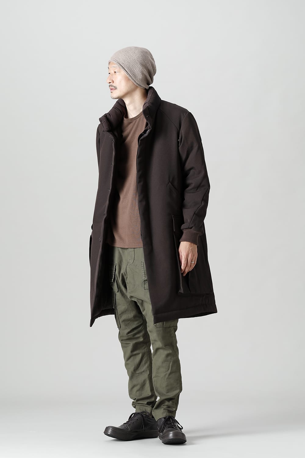Padded Coat Structure Wool Gabardine