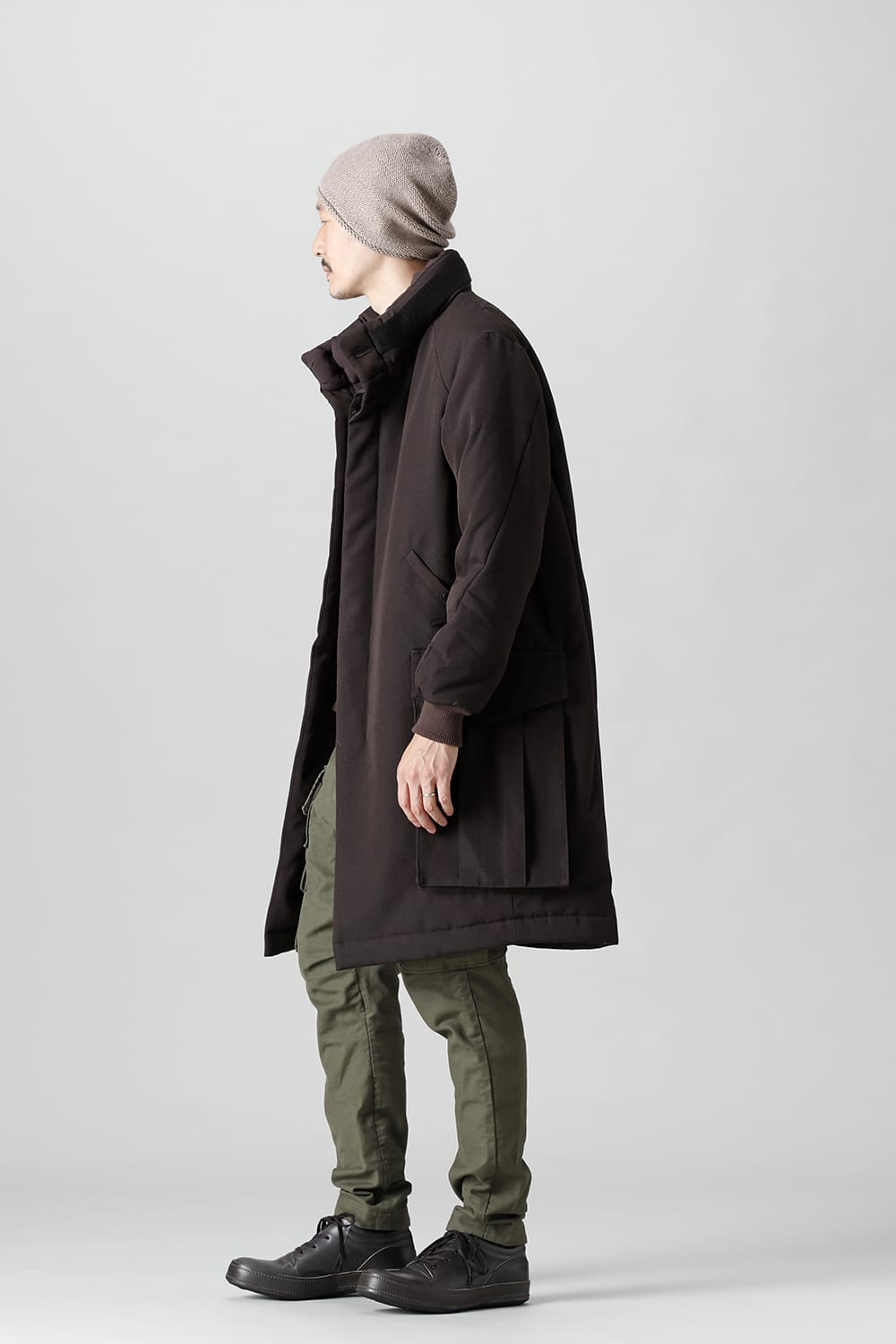 Padded Coat Structure Wool Gabardine