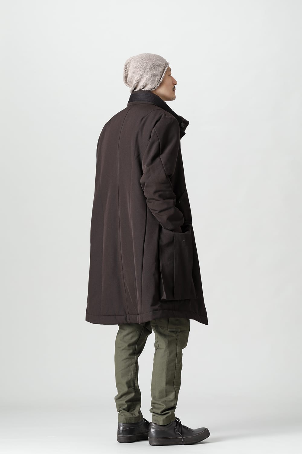 Padded Coat Structure Wool Gabardine