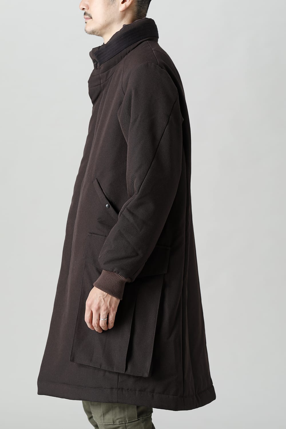 Padded Coat Structure Wool Gabardine