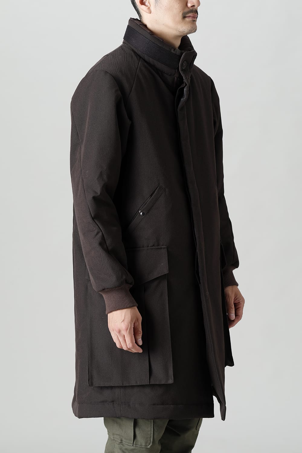 Padded Coat Structure Wool Gabardine