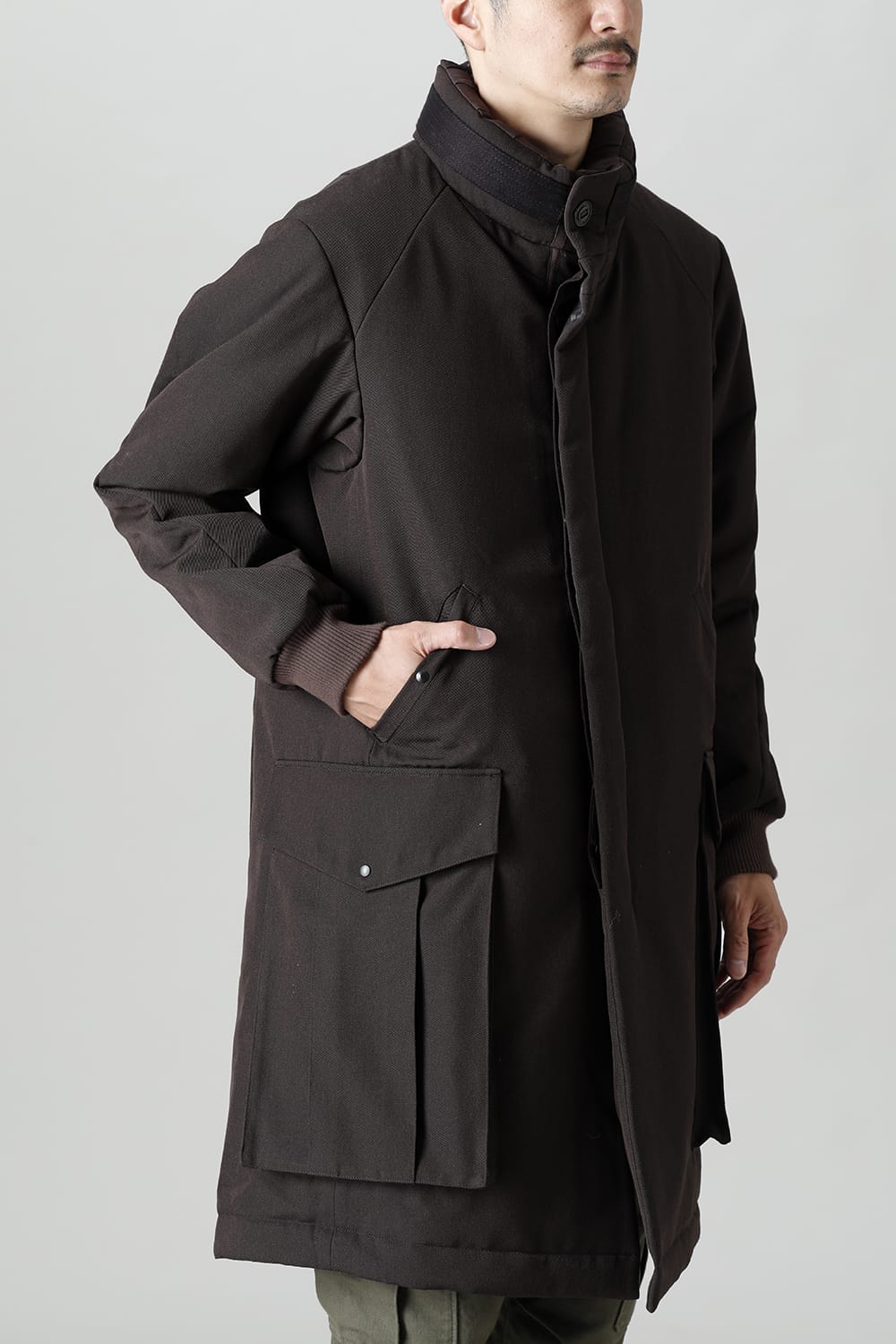 Padded Coat Structure Wool Gabardine