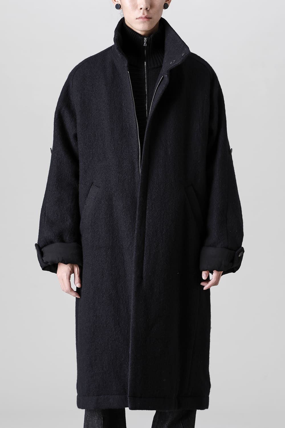 ハイネックコートウールミリング