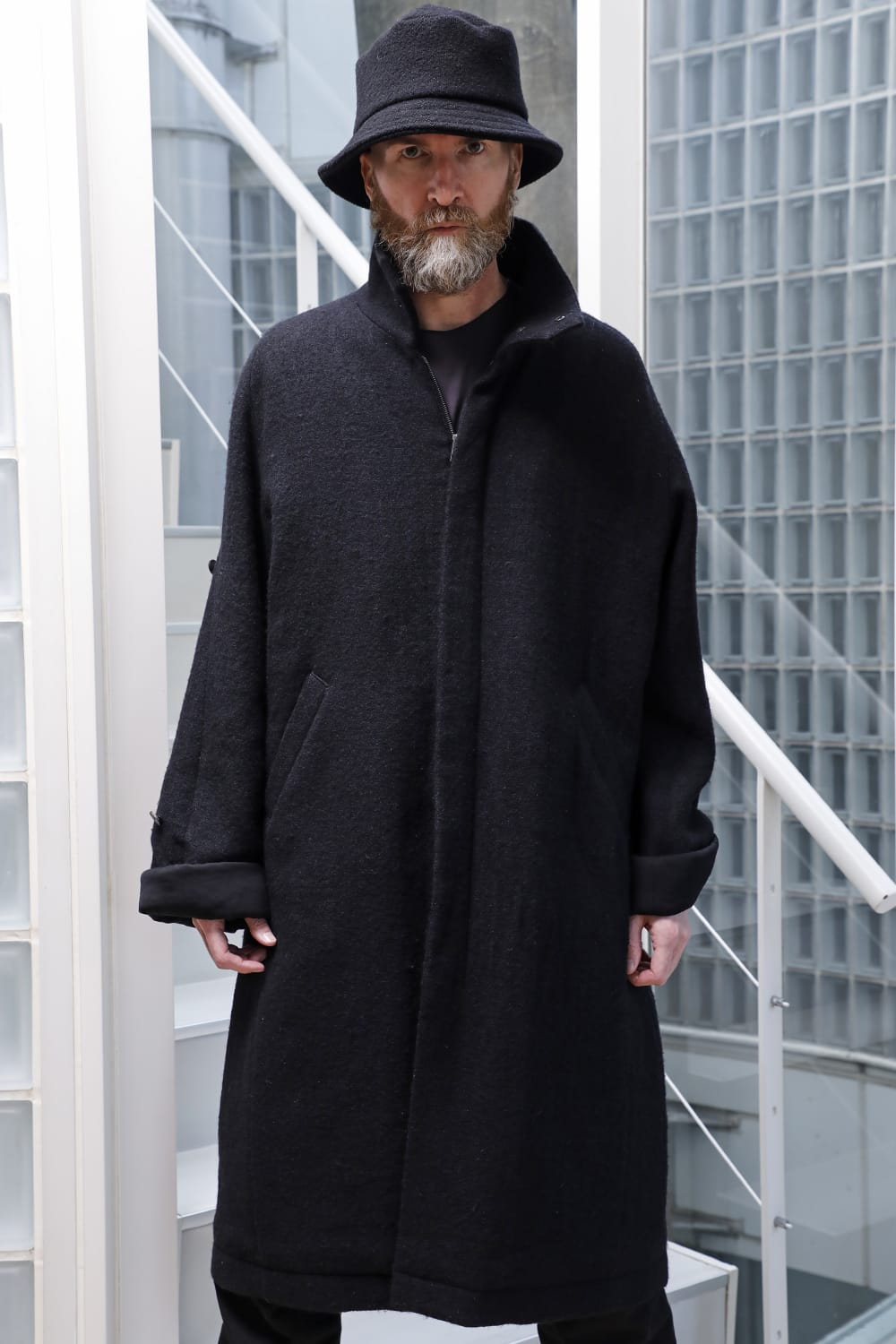 ハイネックコートウールミリング