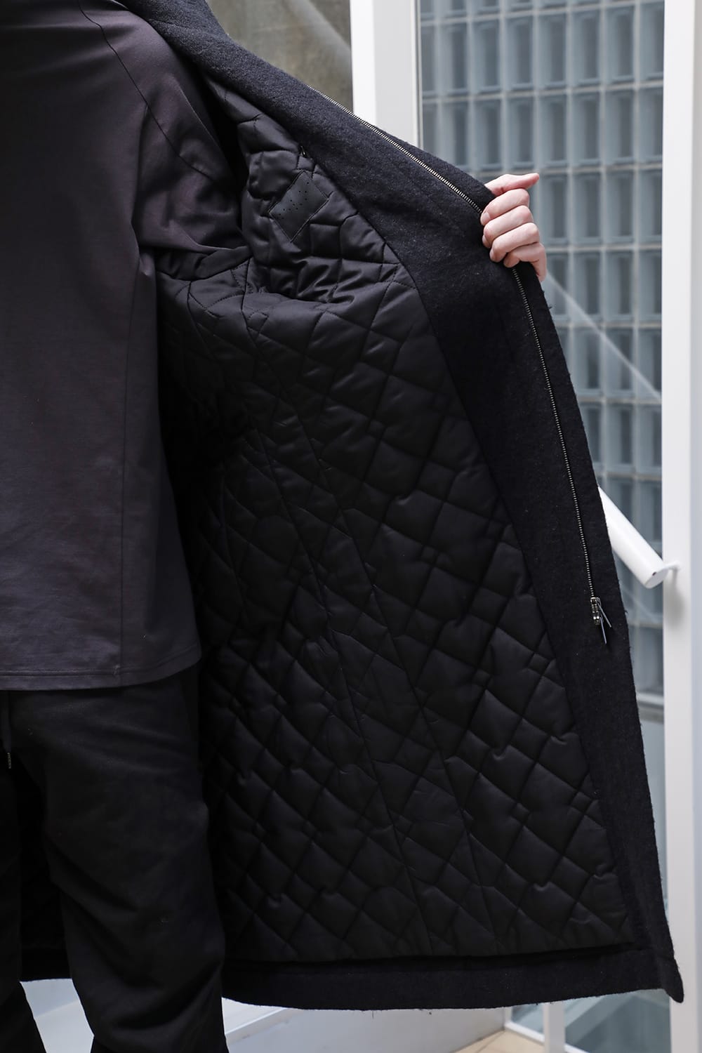 ハイネックコートウールミリング