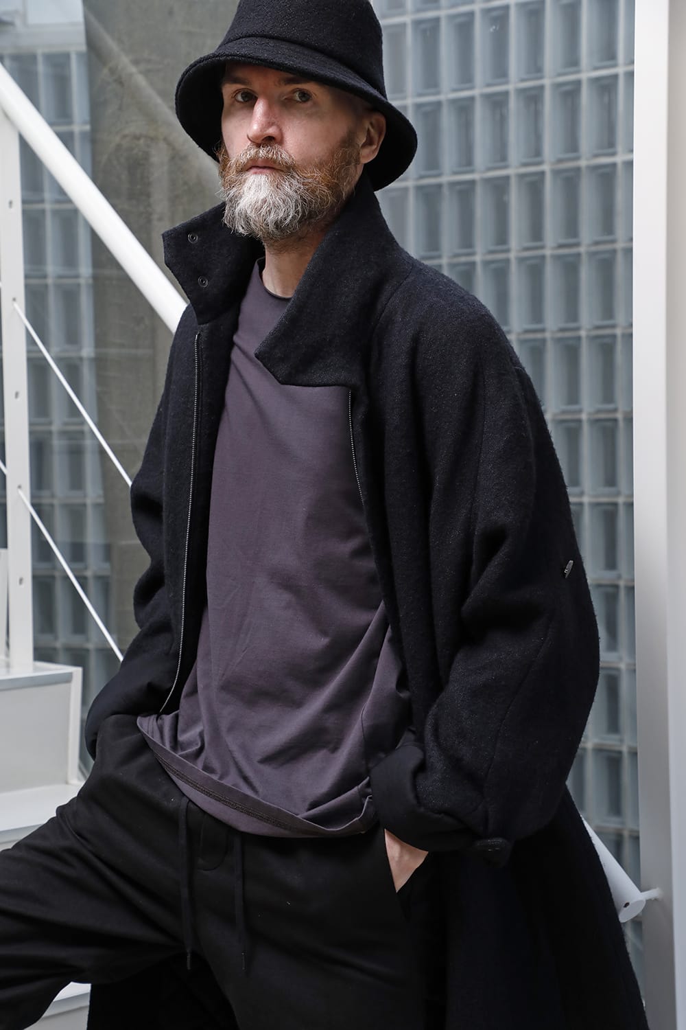 ハイネックコートウールミリング