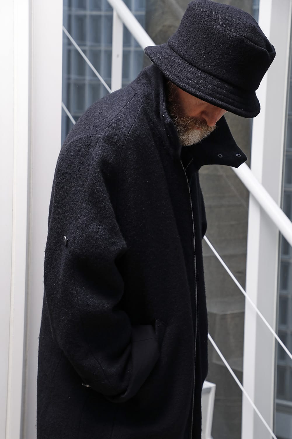 ハイネックコートウールミリング