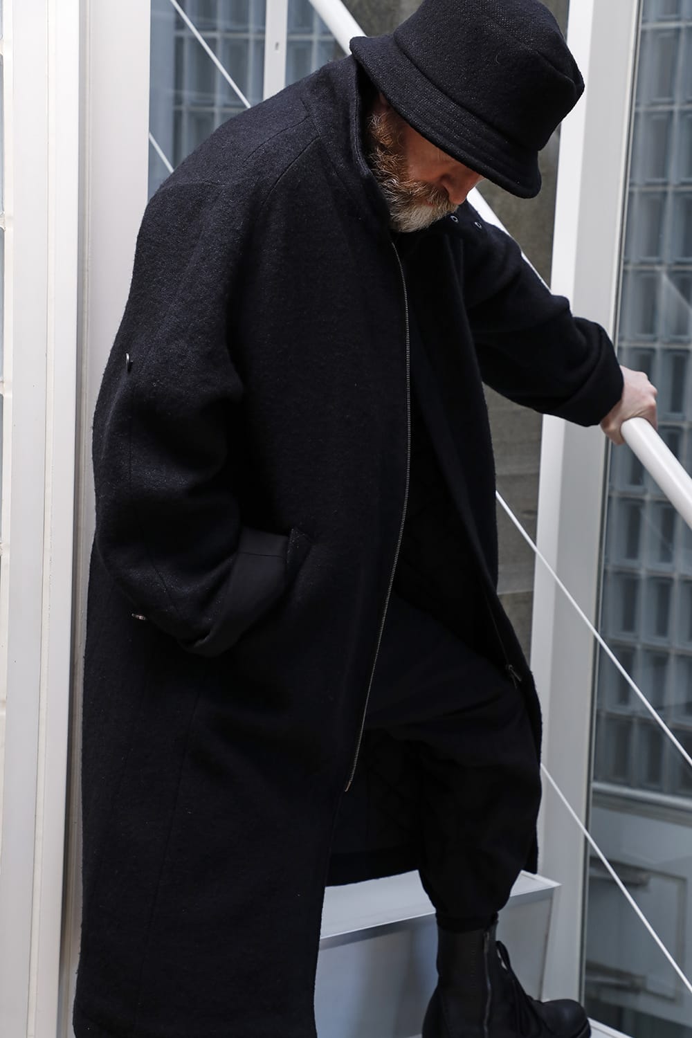 ハイネックコートウールミリング