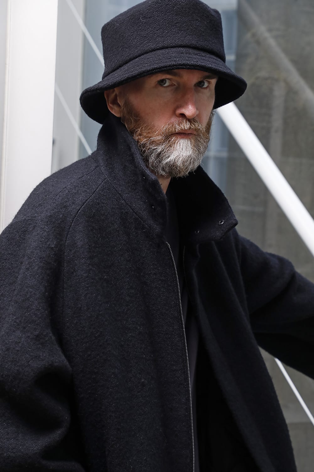 ハイネックコートウールミリング