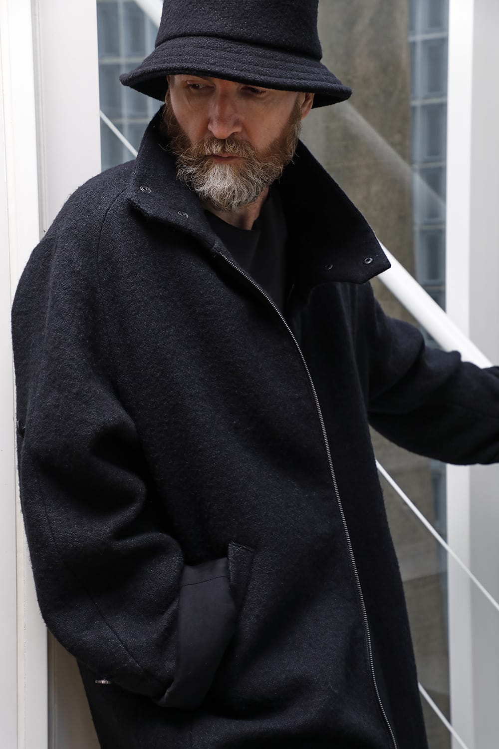 ハイネックコートウールミリング