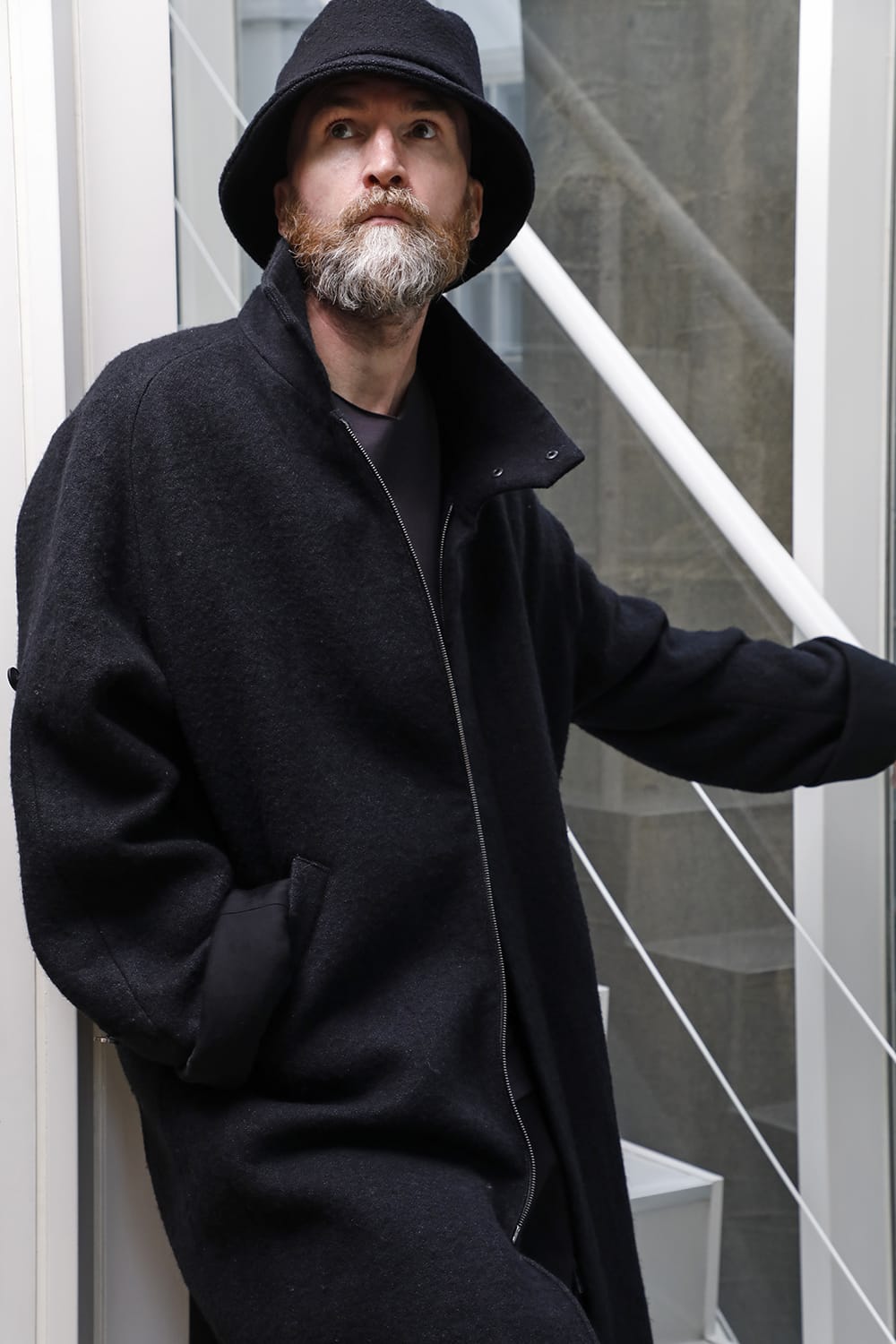 ハイネックコートウールミリング