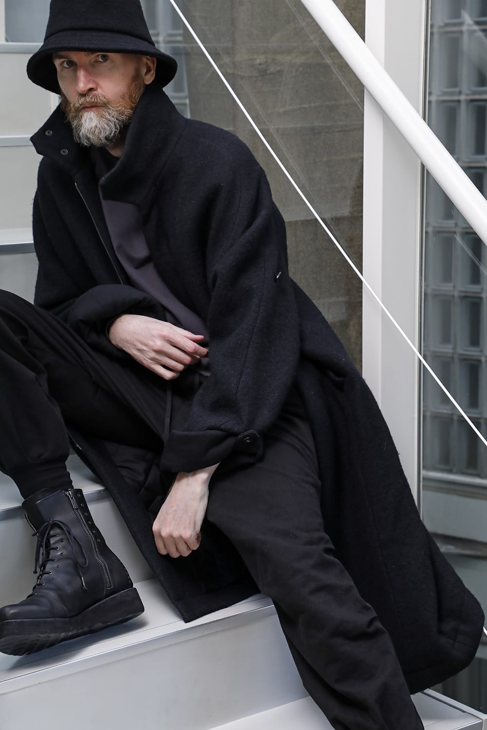 ハイネックコートウールミリング