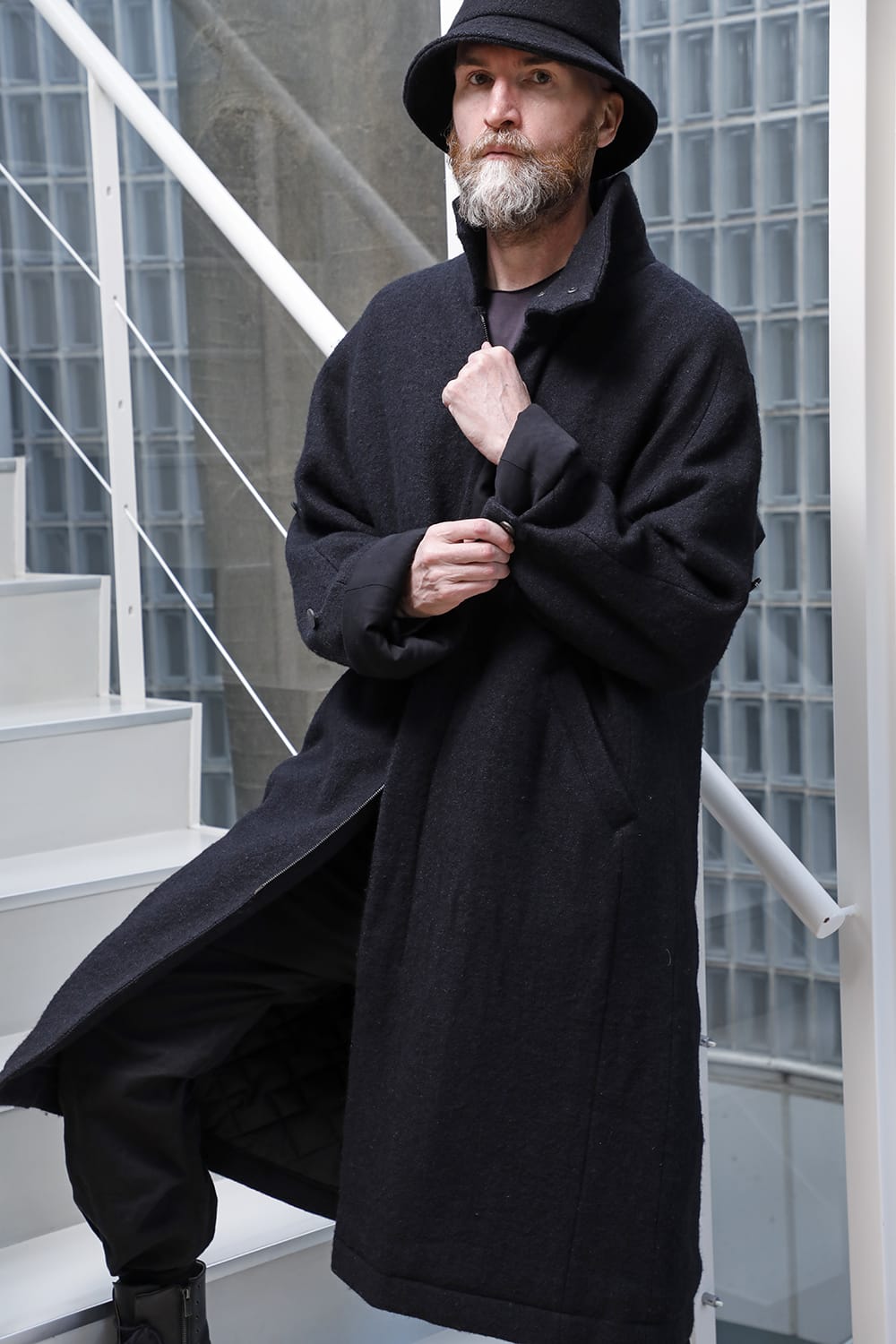 ハイネックコートウールミリング