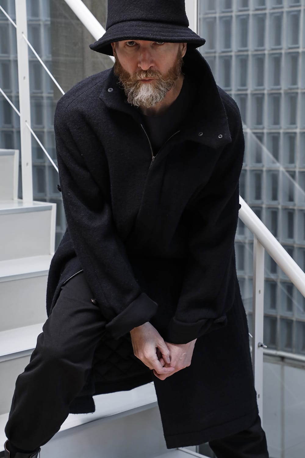 ハイネックコートウールミリング