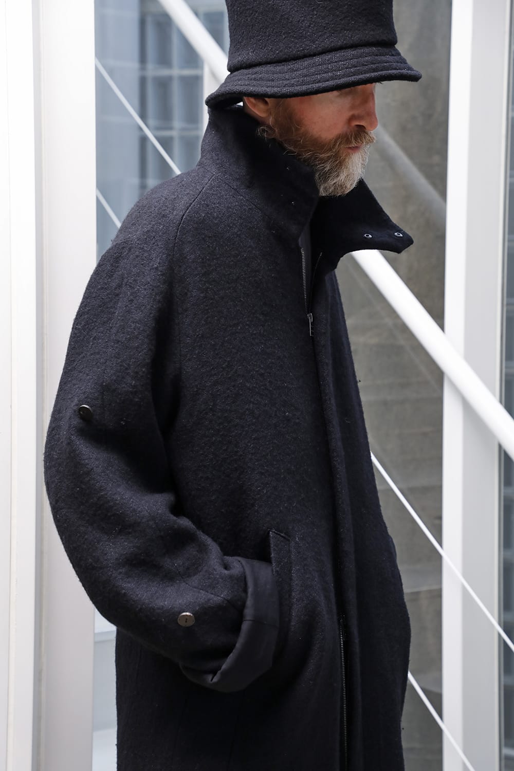 ハイネックコートウールミリング