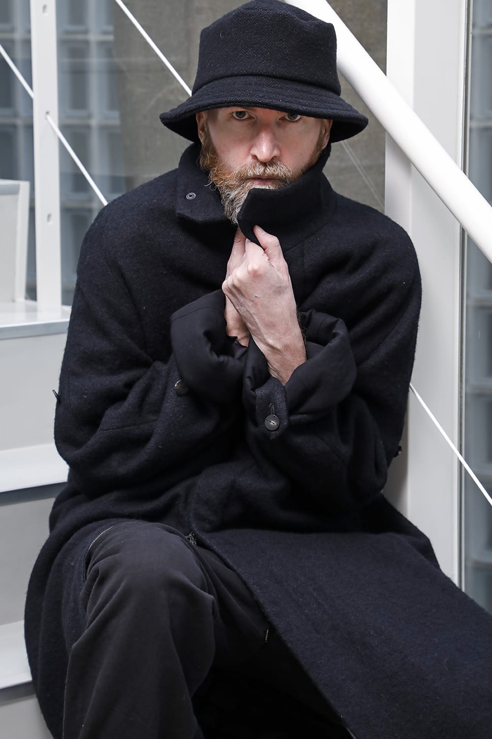 ハイネックコートウールミリング