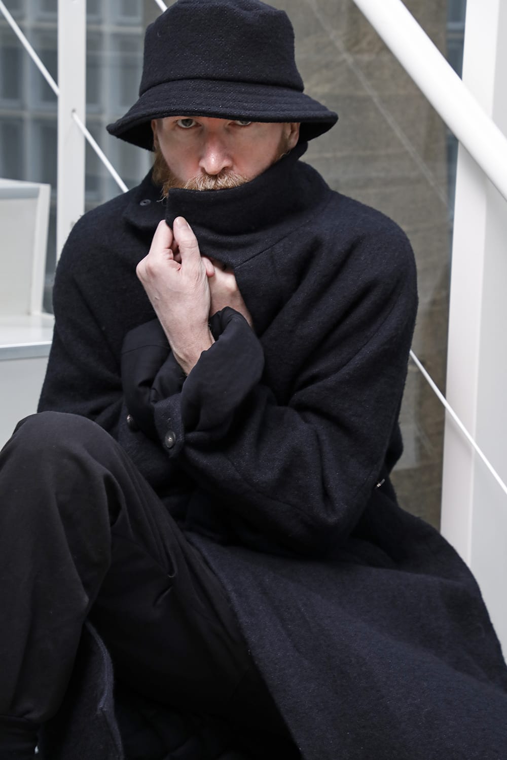 ハイネックコートウールミリング