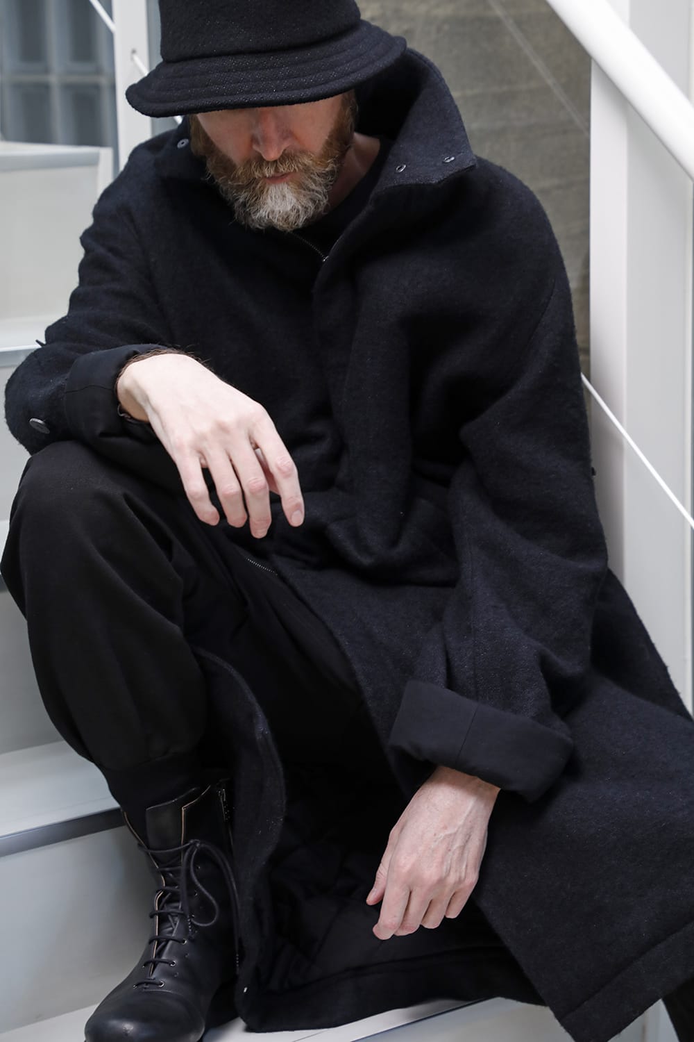 ハイネックコートウールミリング