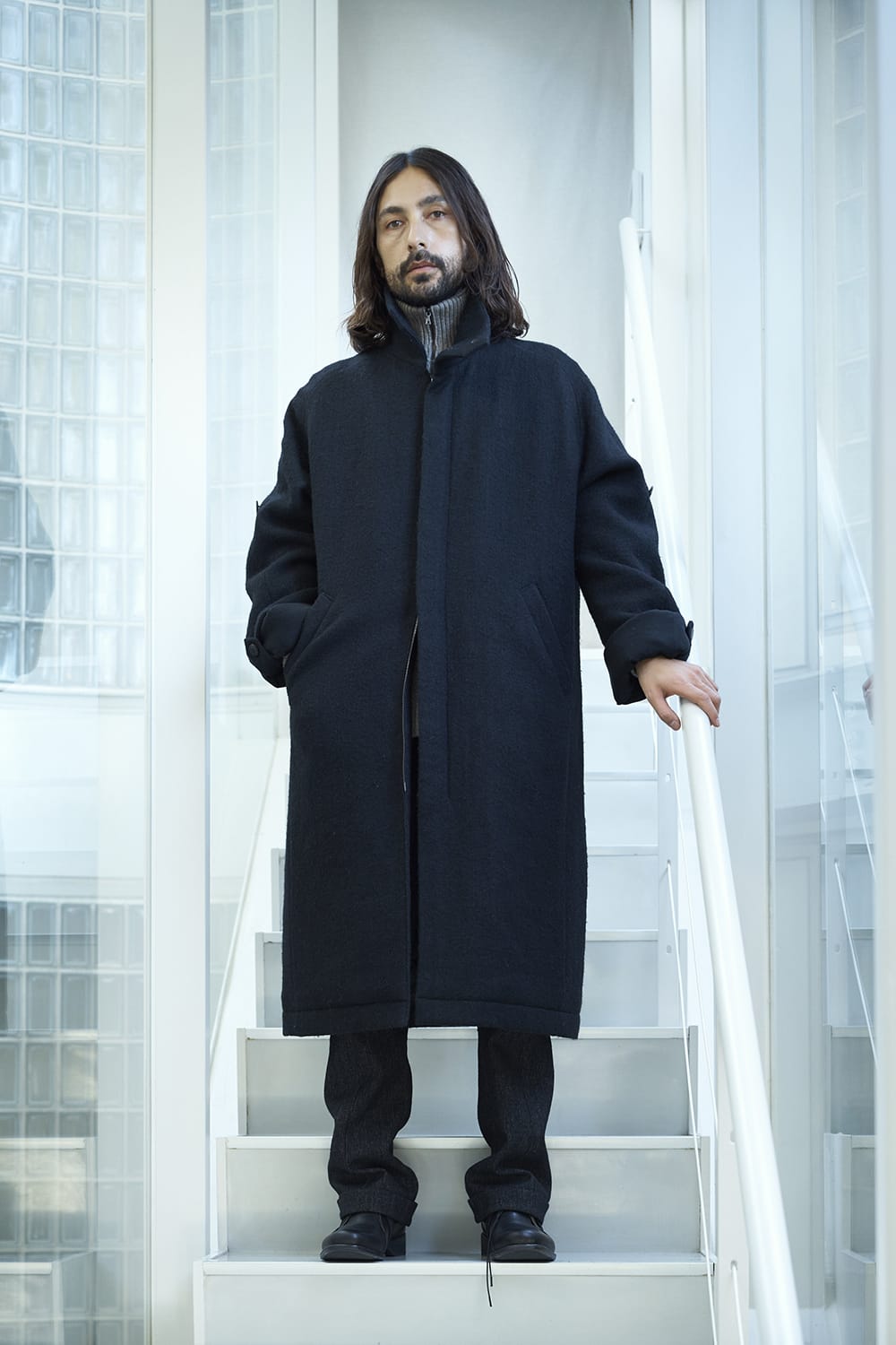 ハイネックコートウールミリング