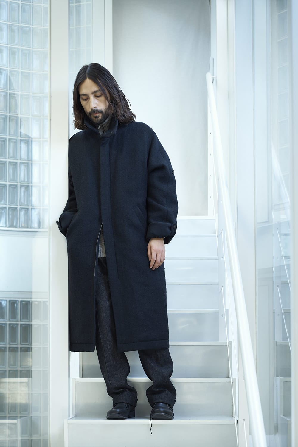 ハイネックコートウールミリング