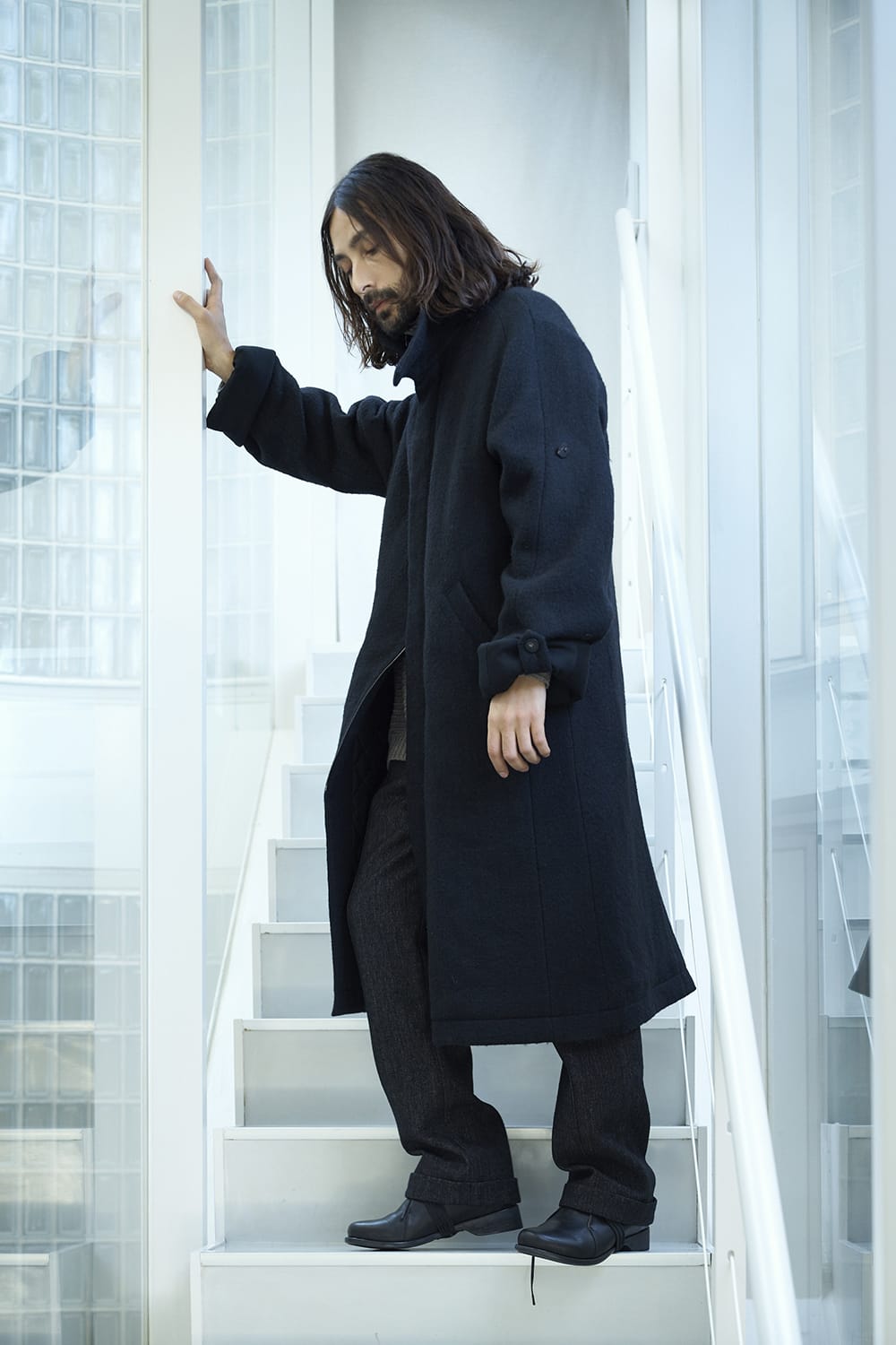 ハイネックコートウールミリング