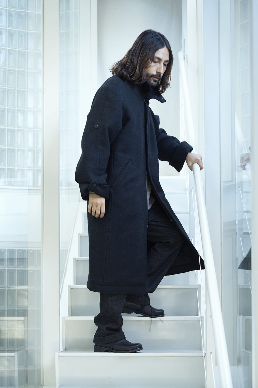 ハイネックコートウールミリング