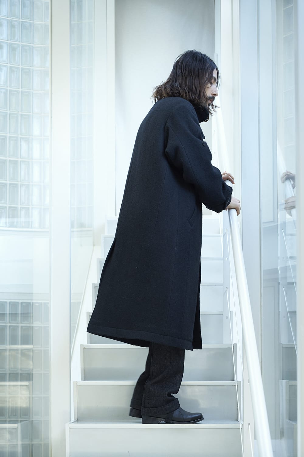 ハイネックコートウールミリング